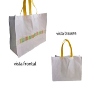 BOLSA XL BLANCO TOQUE MALLA AMARILLA