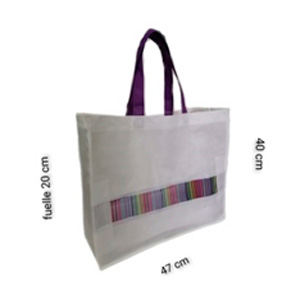 BOLSA XL BLANCO TOQUE MALLA MORADO