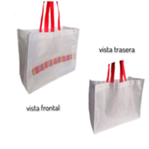 BOLSA XL BLANCO TOQUE MALLA ROJA
