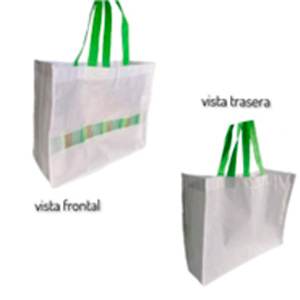BOLSA XL BLANCO TOQUE MALLA VERDE
